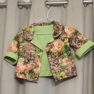 Floral Kids Jacket with Green Accents